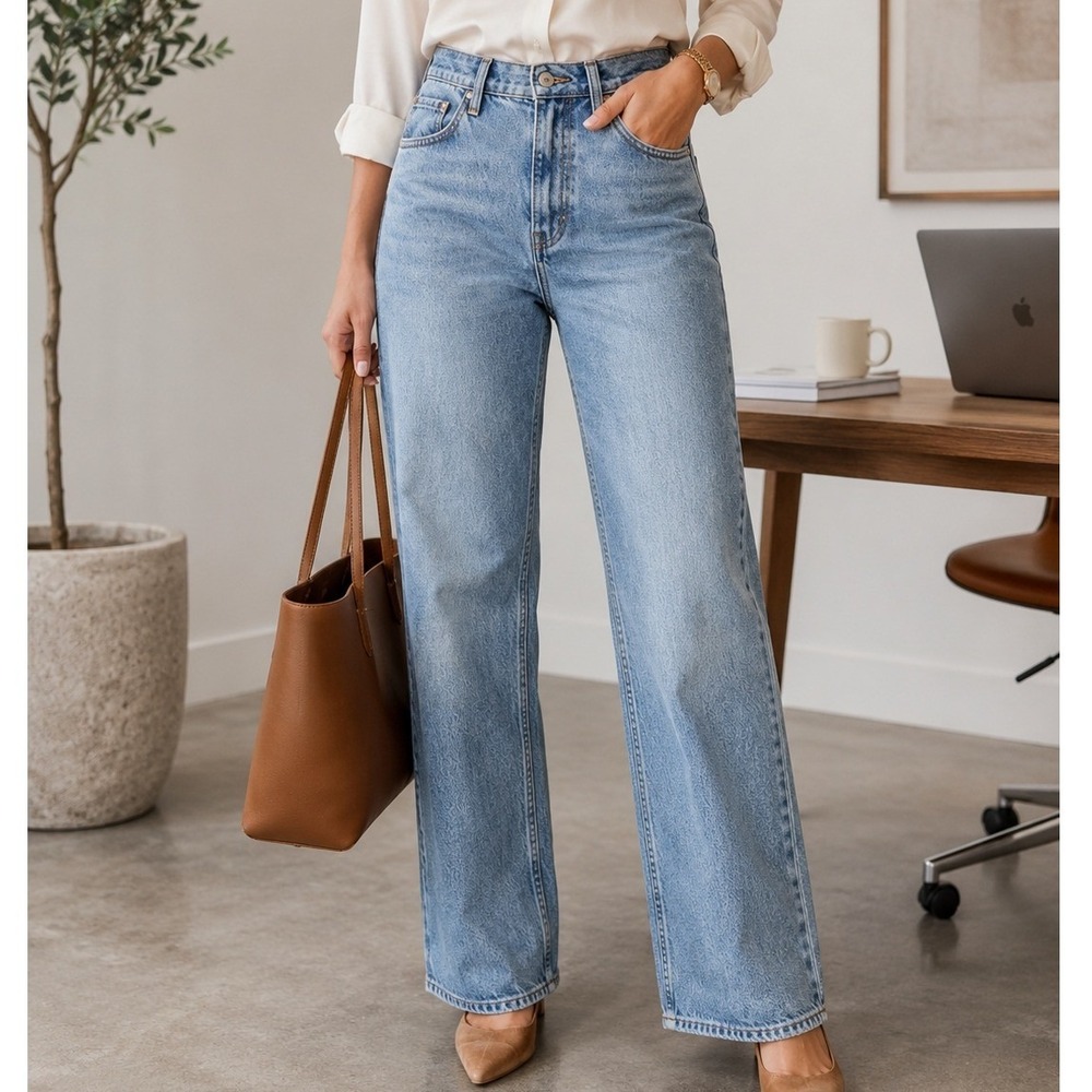 Abercrombie & Fitch The 90s Straight Crop Ultra High Rise Light Wash Jeans 27 4S - Picture 1 of 13